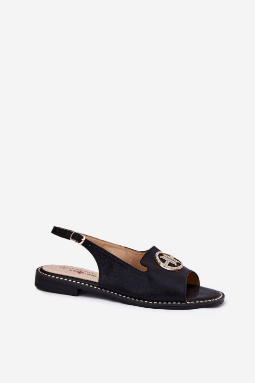 Dames sandalen met brede hakken met ornamenten S.Barski KV51-002 zInart