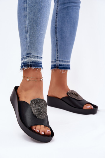 Leer Dames Slippers met ornamenten KV51-028 zInart