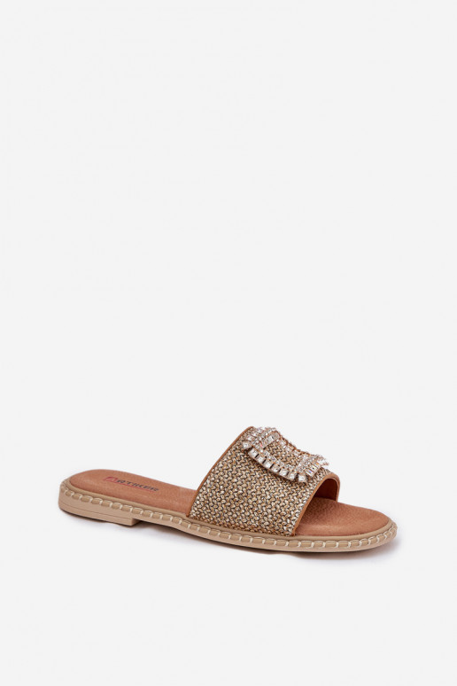 Slippers Dames plat Met Vlecht En Decoratie Artiker 56C1337 beige Slippers Dames plat Met Vlecht En Decoratie Artiker 56C1337 beige