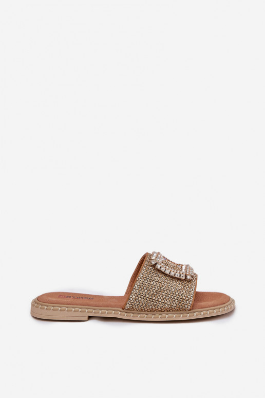 Slippers Dames plat Met Vlecht En Decoratie Artiker 56C1337 beige Slippers Dames plat Met Vlecht En Decoratie Artiker 56C1337 beige