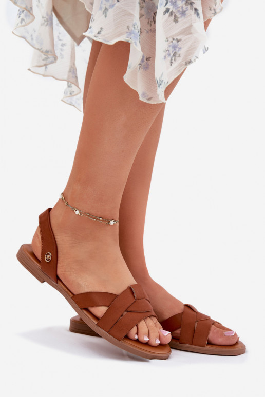 Sandalen voor dames van ecoleer bruine kleur Illoria Sandalen voor dames van ecoleer bruine kleur Illoria