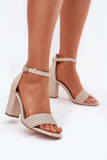 Damessandalen met hoge hakken Met gevlochten riem beige Asdine 2