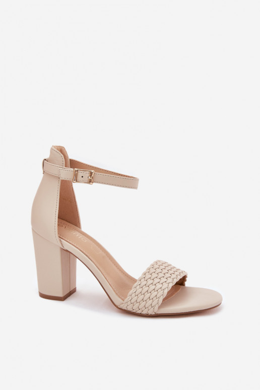 Damessandalen met hoge hakken Met gevlochten riem beige Asdine Damessandalen met hoge hakken Met gevlochten riem beige Asdine