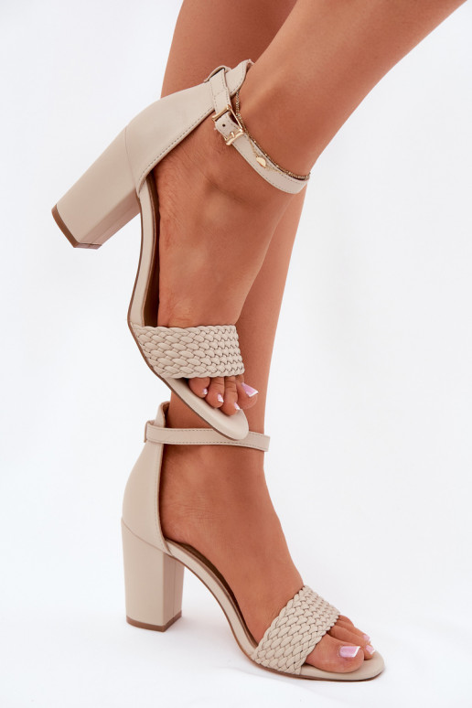 Damessandalen met hoge hakken Met gevlochten riem beige Asdine Damessandalen met hoge hakken Met gevlochten riem beige Asdine