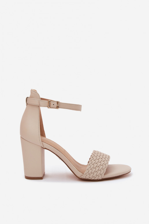 Damessandalen met hoge hakken Met gevlochten riem beige Asdine Damessandalen met hoge hakken Met gevlochten riem beige Asdine