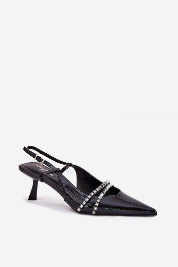 Jelmia lakleren schoenen met dunne hakken en bandjes in zwart 2