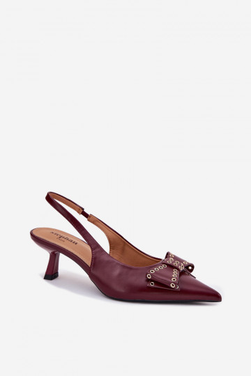 Schoenen met dunne hakken en strikjes Folesca bordeaux kleur 2