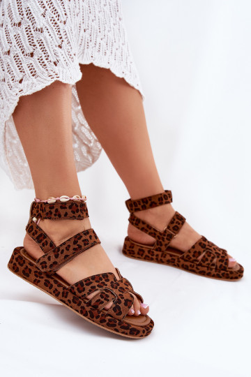 Dames sandalen met klittenbandsluitingen Uvissa met luipaardprint