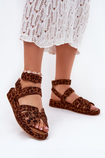 Dames sandalen met klittenbandsluitingen Uvissa met luipaardprint 2