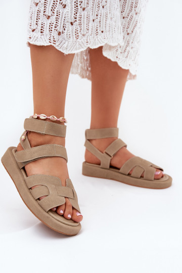 Dames sandalen met klittenbandsluitingen Uvissa khaki kleur