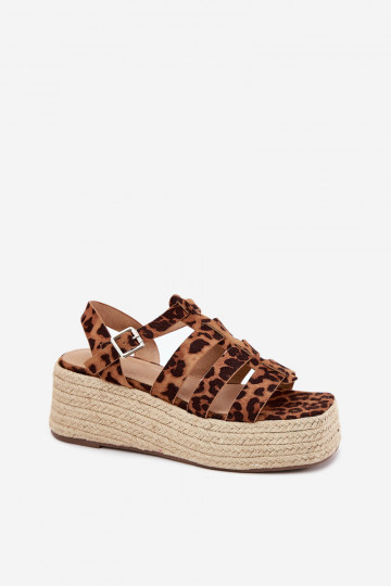 Dames sandalen met bandjes en vlecht elementen Pardauss met luipaardprint 2