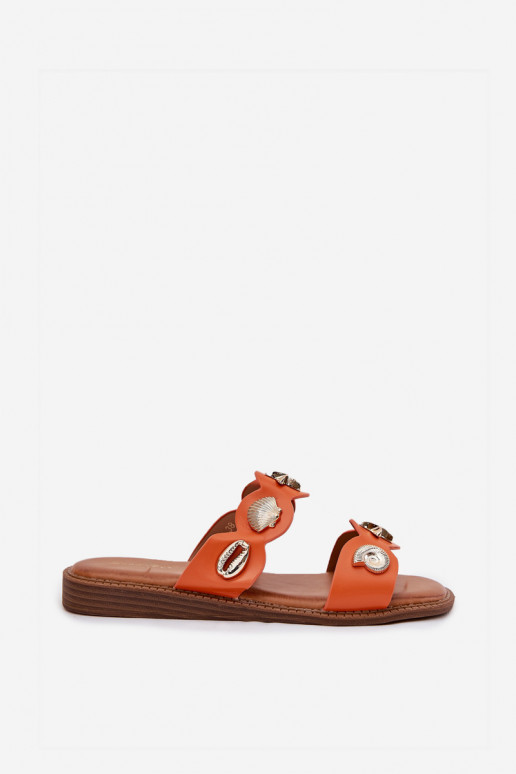 Damespantoffels Ze gouden kleurmi Przypinkami oranje Jenoriela