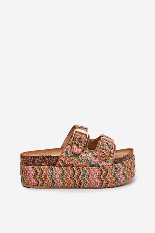 Damespantoffels met platform Met Vlecht I met gespenmi Verschillende kleuren Eradriana