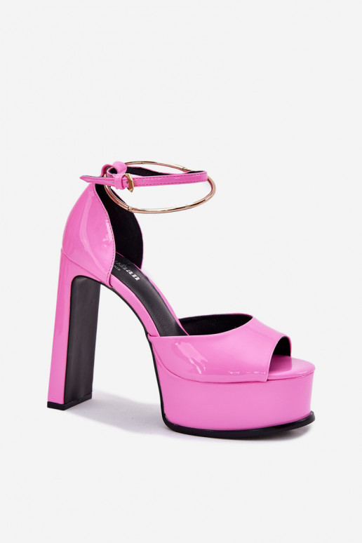 Gelakte sandalen voor dames met hakken en platform roze Horvia Gelakte sandalen voor dames met hakken en platform roze Horvia