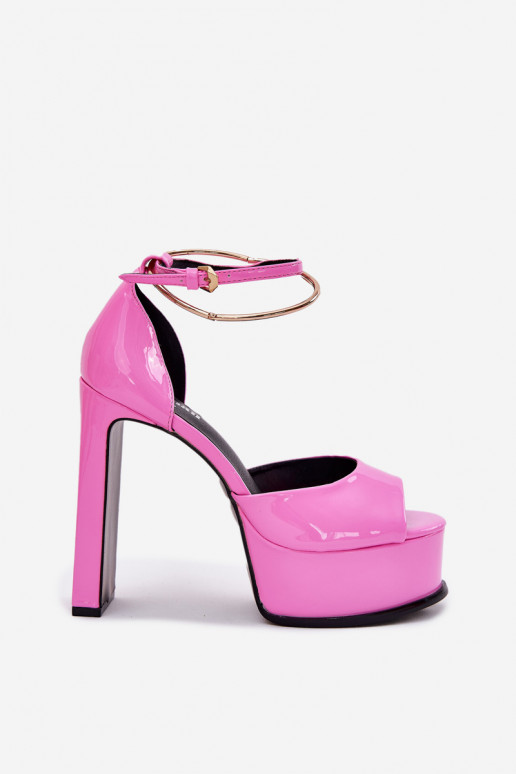 Gelakte sandalen voor dames met hakken en platform roze Horvia Gelakte sandalen voor dames met hakken en platform roze Horvia