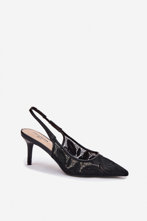 met kantmotieven Hakken sandalen met open hiel zInart Lisaviela met kantmotieven Hakken sandalen met open hiel zInart Lisaviela