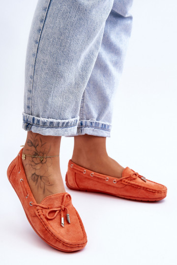 Elegante suède mocassins oranje Si Passione