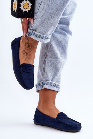 Elegante suède mocassins donkerblauIn Lenvie
