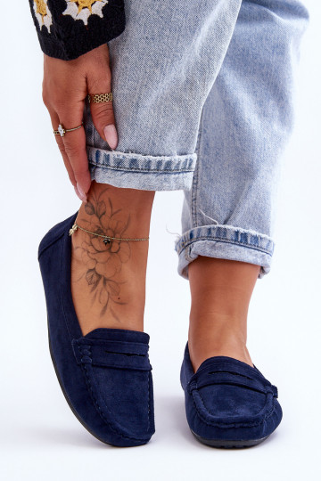 Elegante suède mocassins donkerblauIn Lenvie 2