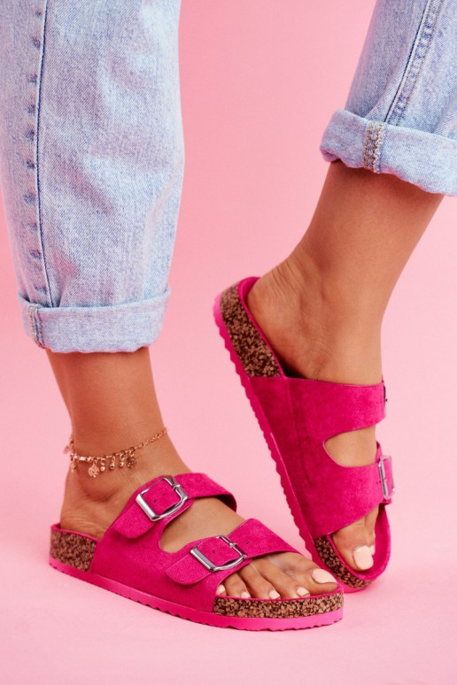 Dames Slippers Op Korek met gespen roze Si Senor Dames Slippers Op Korek met gespen roze Si Senor