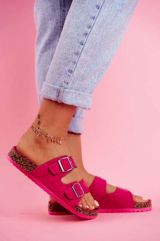 Dames Slippers Op Korek met gespen roze Si Senor Dames Slippers Op Korek met gespen roze Si Senor