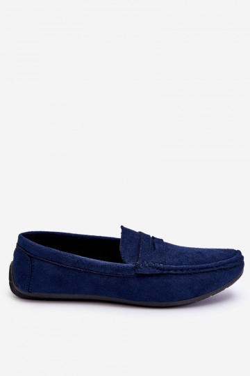 Het heeftnnen Suède mocassins donkerblauIn Het heeftck