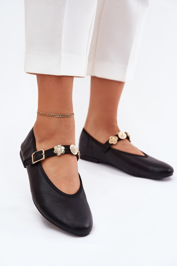 Ballerinas Dames met riemen I gouden kleurmi Przypinkami zInart Firicene