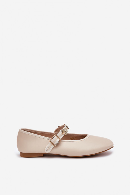Ballerinas Dames met riemen I gouden kleurmi Przypinkami beige Firicene Ballerinas Dames met riemen I gouden kleurmi Przypinkami beige Firicene