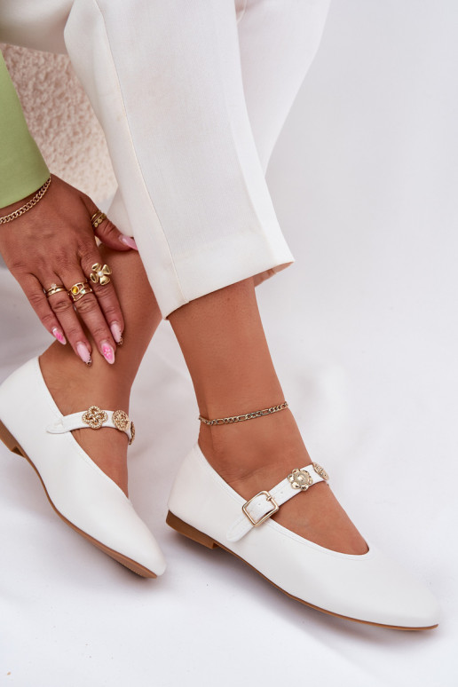 Ballerinas Dames met riemen I gouden kleurmi Przypinkami Initte kleur Firicene