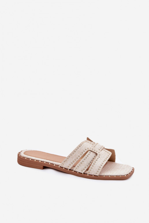 Versierd Slippers met brede hakken beige Anniles