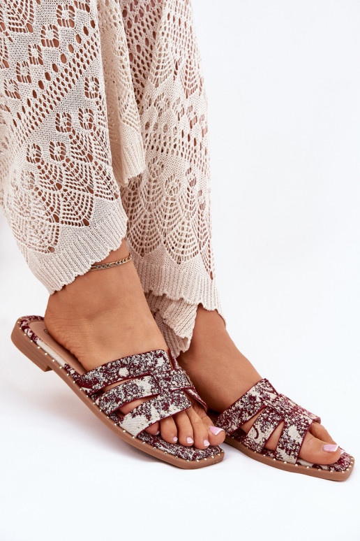 Versierd Slippers met brede hakken bordeaux Anniles