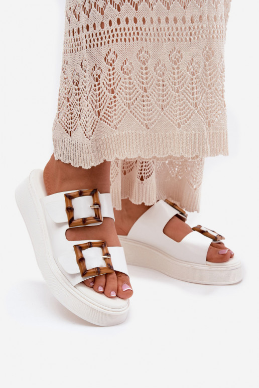 Eko Leren pantoffels Dames met platform met gespen Initte kleur Xanivia