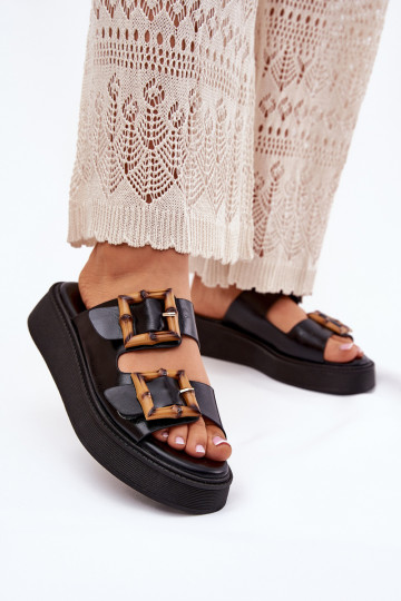 Eko Leren pantoffels Dames met platform met gespen zInart Xanivia 2