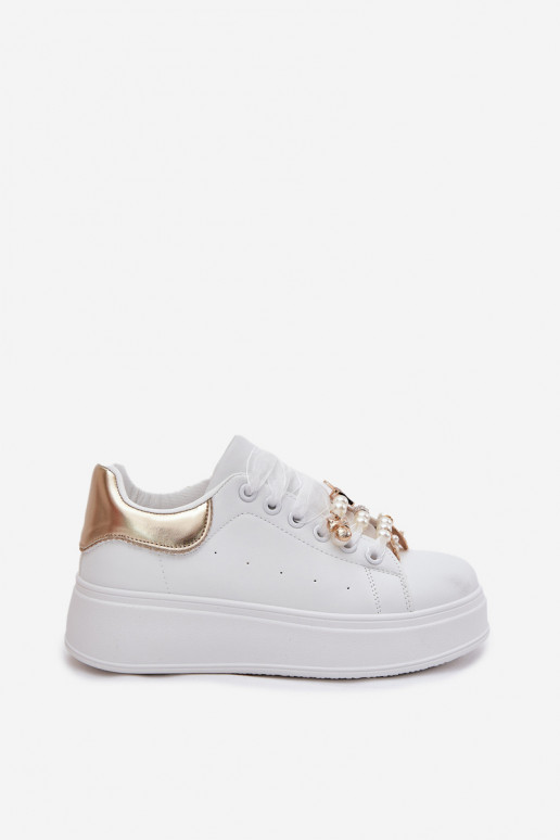 Sneakers model schoenen Dames met platform Z Przypinkami INit-gouden kleur Ocerdia