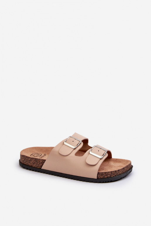 Damespantoffels met gespen beige Oliena Damespantoffels met gespen beige Oliena