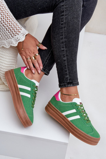 Dames sneakers met platform Egelia in groen