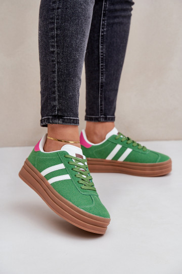 Dames sneakers met platform Egelia in groen 2