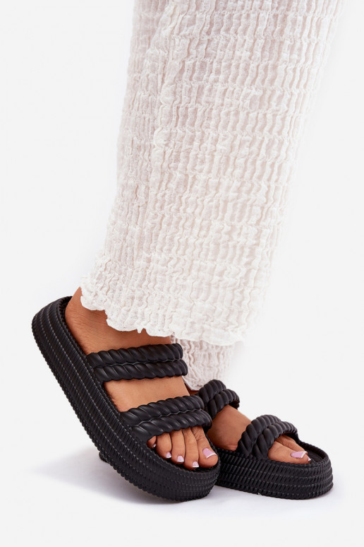 Zwarte lichte dames slippers met...