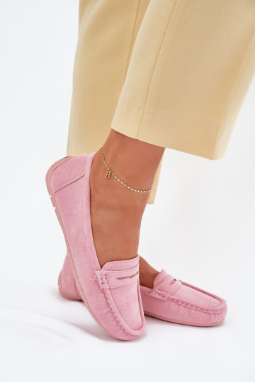 Elegante suède mocassins Lichtroze tint Lenvie