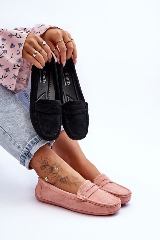 Elegante suède mocassins Lichtroze tint Lenvie