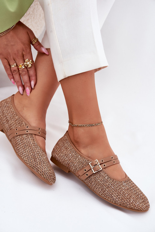 Ballerinas Met Vlecht I Paskami kaki kleuren Partheda