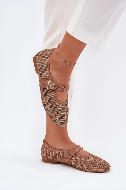 Ballerinas Met Vlecht I Paskami kaki kleuren Partheda