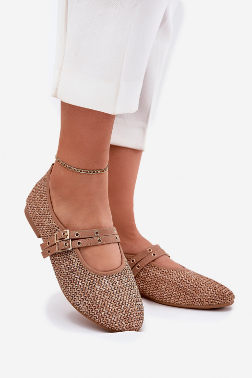 Ballerinas Met Vlecht I Paskami kaki kleuren Partheda