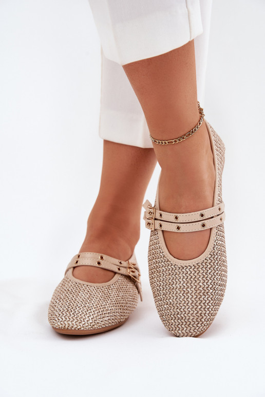 Ballerinas Met Vlecht I Paskami beige Partheda