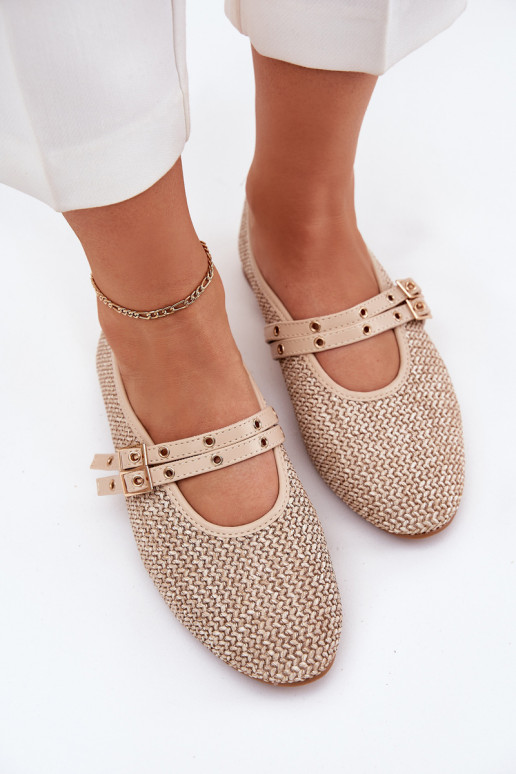 Ballerinas Met Vlecht I Paskami beige Partheda