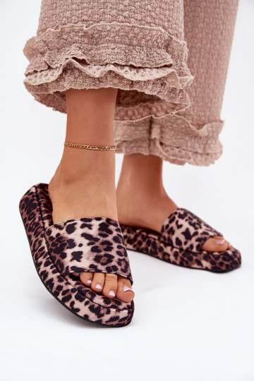 Dames slippers met plateau Dovasse met leopardprint
