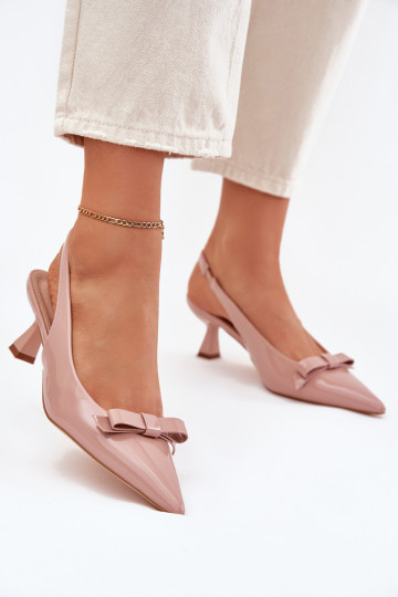 met lakeffect sandalen met dunne hakken met linten Nude Opylna 2