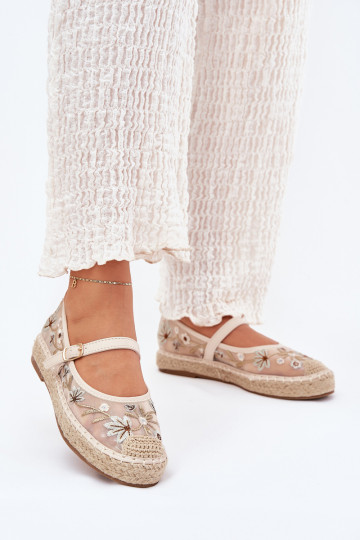 Gaas espadrilles Z Haftem met platform beige Laxisa