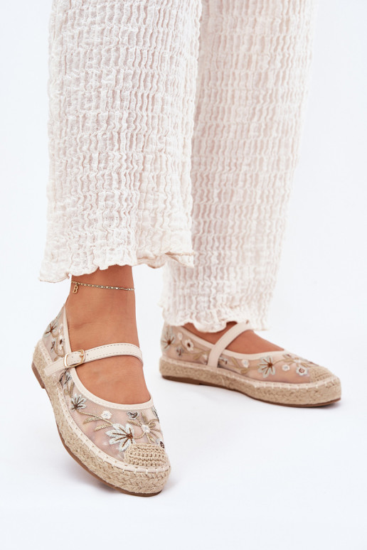 Gaas espadrilles Z Haftem met platform beige Laxisa