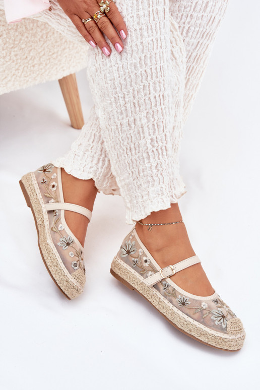 Gaas espadrilles Z Haftem met platform beige Laxisa